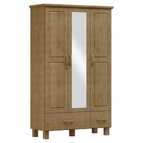Guarda Roupa Madeira Maciça 3P 2G Espelho 119 cm 1141 Freijo Milani Store