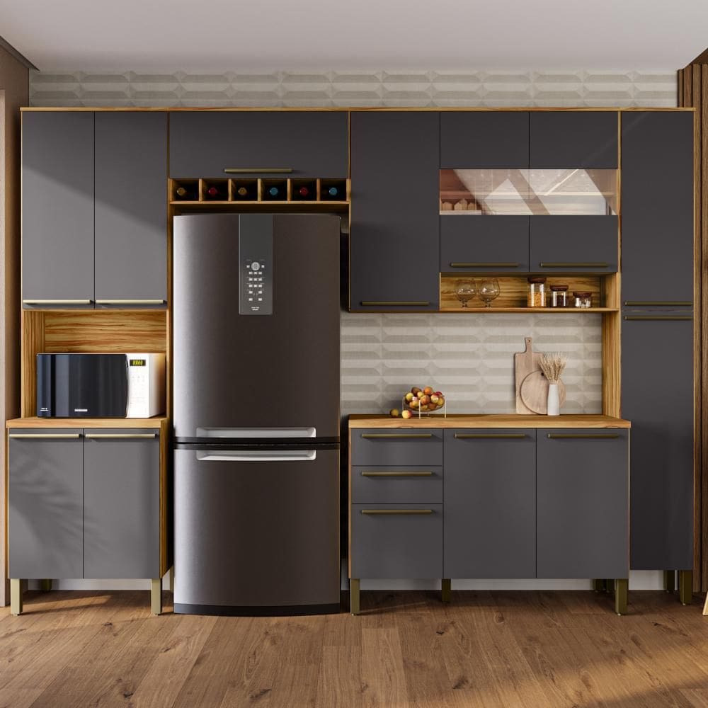 Cozinha Completa 5 Peças 13 portas 2 Gavetas 2 Nichos 100% MDF Nápoli Prime