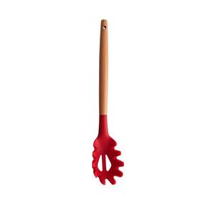 Pegador de Massas de Silicone Vermelho C/ Cabo Bambu Charmy Lyor