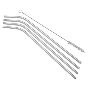 Conjunto 4 Canudos Aço Inox 21cm Com Escova de Limpeza Bon Gourmet