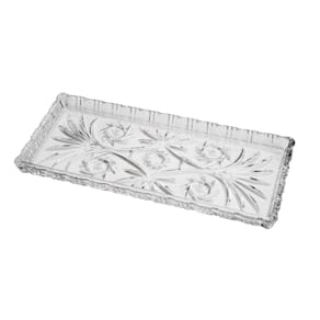Travessa Retangular de Cristal Dragon Transparente 34x15cm Lyor