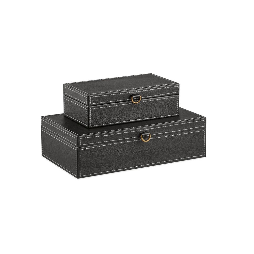 Kit Caixa Decorativa em MDF C/Revestimento PU Preto 8x25/10x35cm 2 Peças Mart
