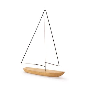 Escultura Decorativa Barco em Poliresina 40x6cm Mart