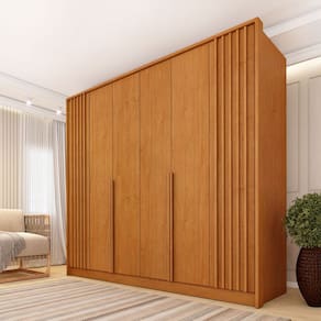 Guarda-Roupa Casal Taiwan 6 Portas 4 Gavetas Ripado Cinamomo - Pnr Móveis