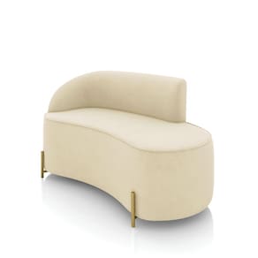 Sofá 2 Lugares Orgânico 140cm Pé Dourado Morgan Suede Bege D03 - D`Rossi