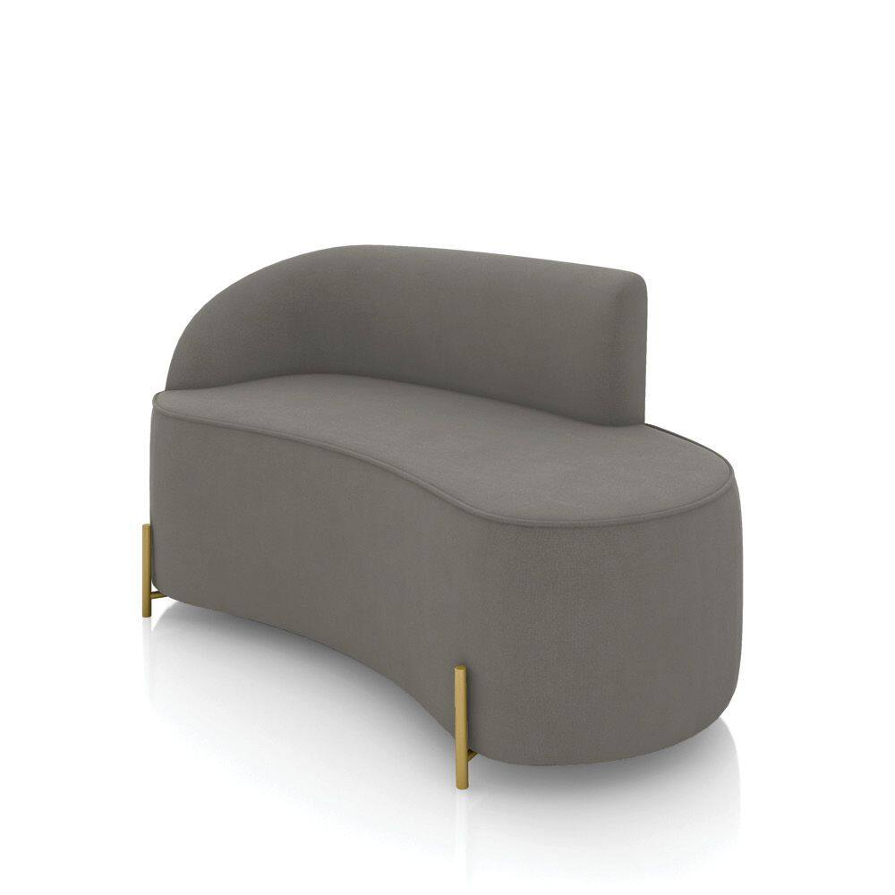 Sofá 2 Lugares Orgânico 140cm Pé Dourado Morgan Suede Grafite D03 - D`Rossi