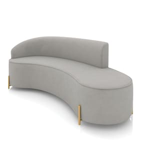 Sofá 4 Lugares Orgânico 220cm Pé Dourado Morgan Suede Cinza D03 - D`Rossi