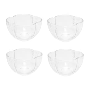 Cj 4 Bowls Cumbuca de Vidro Borboletas Transparente 11cm Wolff