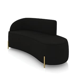 Sofá 3 Lugares Orgânico 180cm Pé Dourado Morgan Suede Preto D03 - D`Rossi