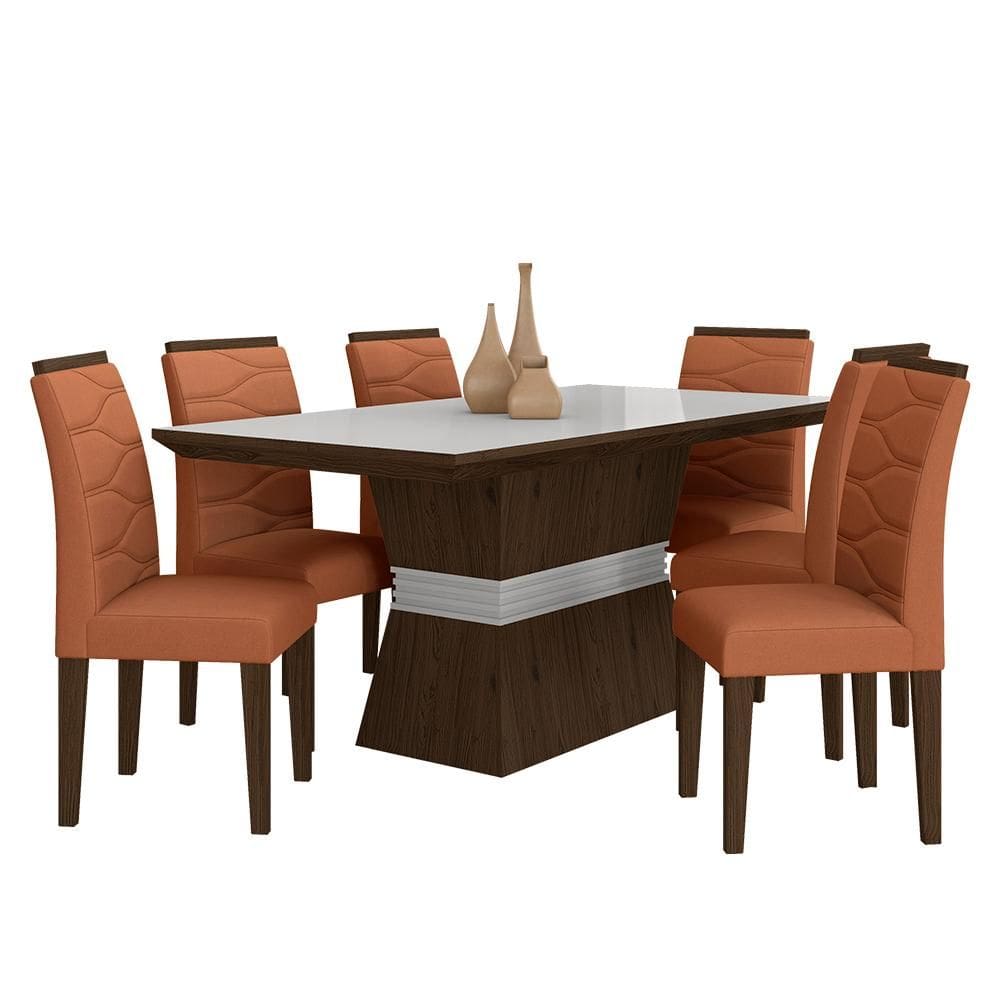 Sala De Jantar 6 Cadeiras Nazca Imbui/off Wh/terrac - Móveis Arapongas