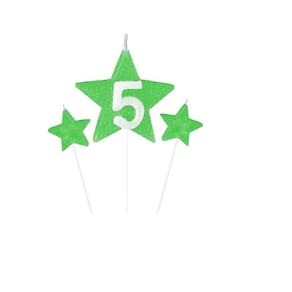 Vela De Aniversário New Star Verde - Número 5