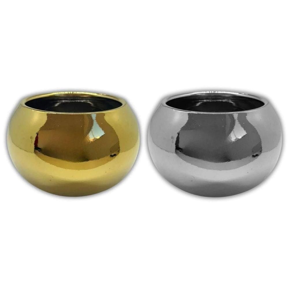 Vaso De Cerâmica Dourado Decorativo - 7cm Cor Prata