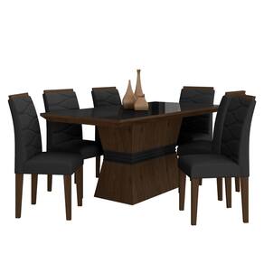 Sala De Jantar 6 Cadeiras Nazca Imbuia/preto/preto - Móveis Arapongas