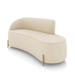 Sofá 3 Lugares Orgânico 180cm Pé Dourado Morgan Veludo Bege D03 - D`Rossi