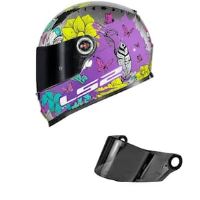 Capacete LS2 FF358 Dreamcatcher Cinza e Rosa Mais Viseira Fumê