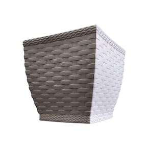 Vaso Cachepô Rattan Mini Quadrado Branco - 14cm X 14cm