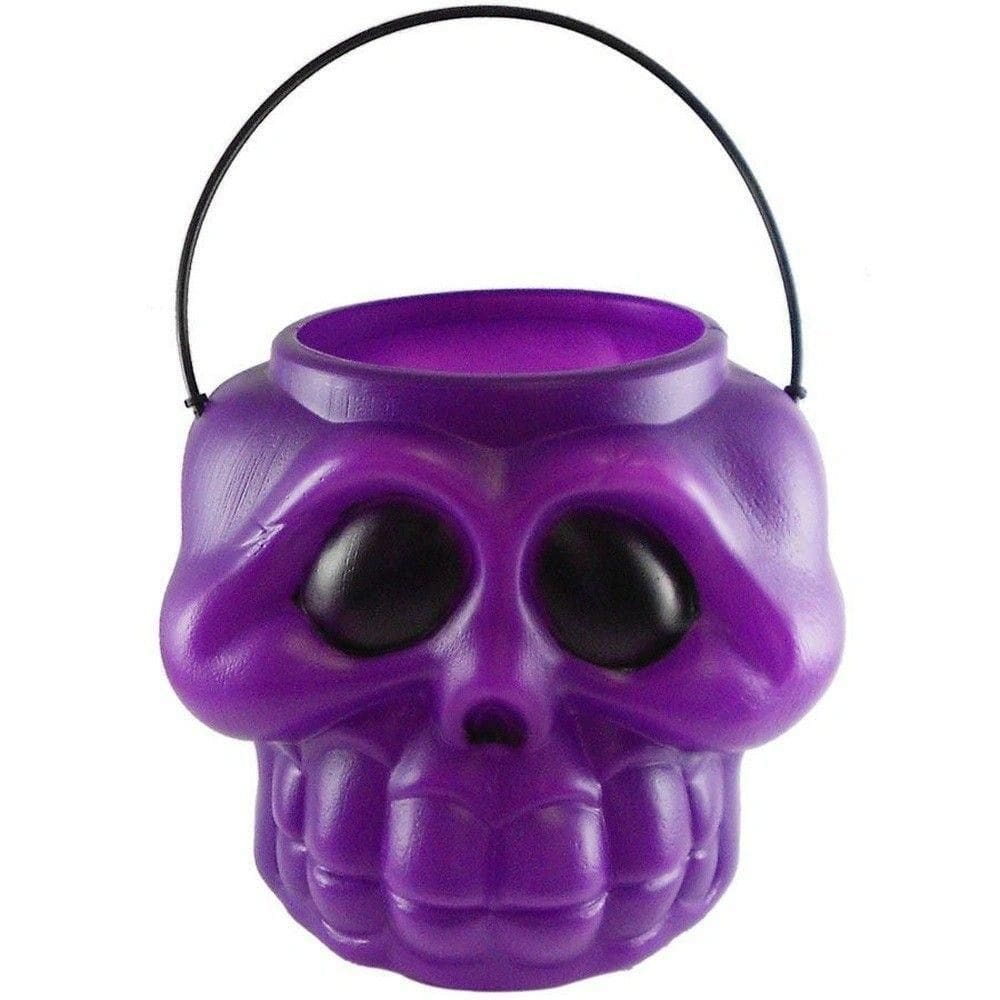 Balde Halloween Cabeça De Esqueleto Roxo