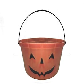 Balde Halloween Abóbora Laranja Com Alça 18cm X 14cm