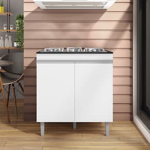Balcão Cooktop Andréia com Tampo Branco AJL Móveis