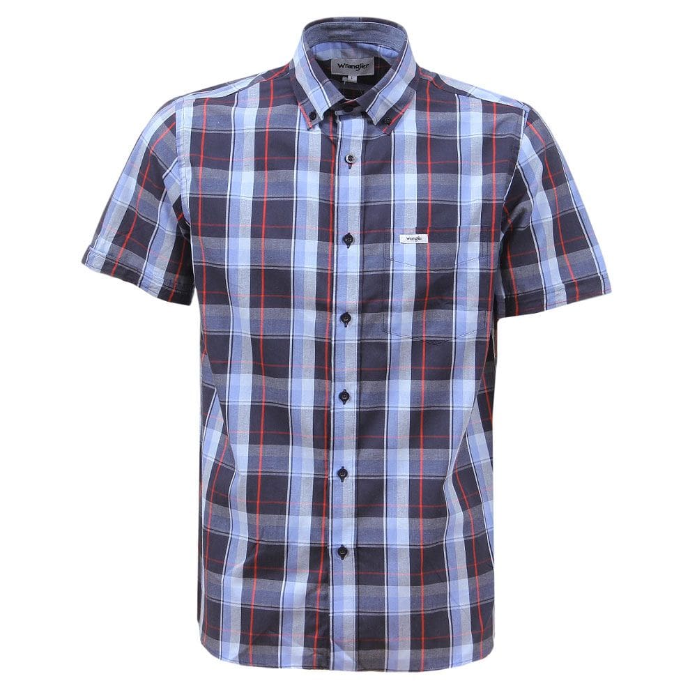 Camisa Masculina Xadrez Azul Manga Curta Wrangler 37818