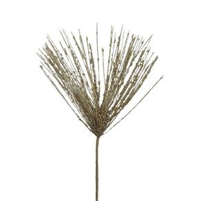 Galho Decorativo Dourado Folhas Glitter Enfeite Natal - 59cm