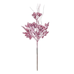 Galho Grande Folhas E Frutas Rosa Claro Natal - 1 Unidade