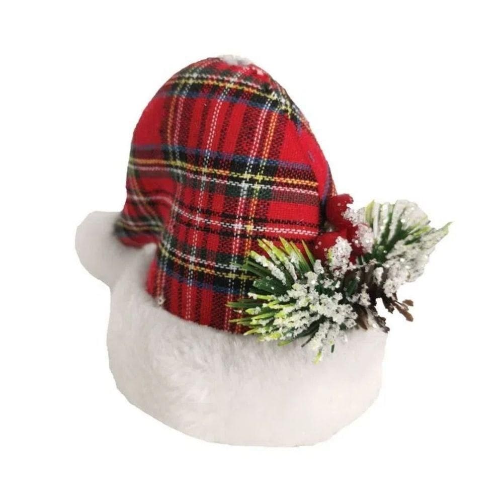 Ornamento Decorativo Natalino Chapéu Xadrez 10x14 Cm