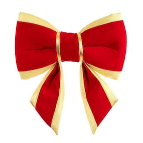 Laço De Veludo Vermelho Com Borda De Ouro Natal 30 Cm