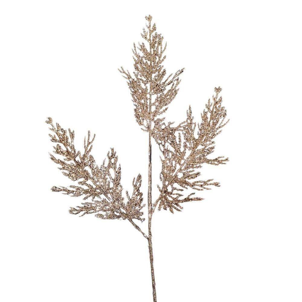 Galho Decorativo Ramos Champanhe Glitter Natal - 72cm