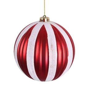 Bola De Natal Decorada Vermelha E Branca - 15cm