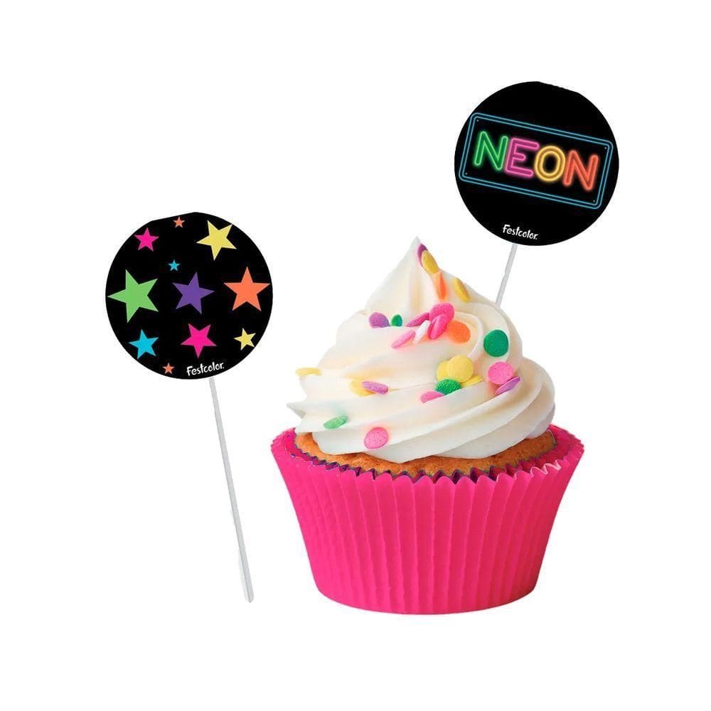 Bandeirinha Topper Neon - 8 Un - Festcolor