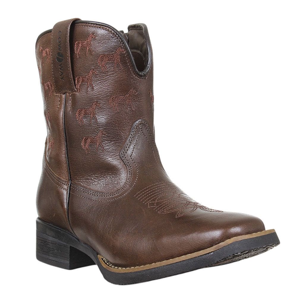 Bota Feminina Marrom Bico Quadrado Cow Way 37888