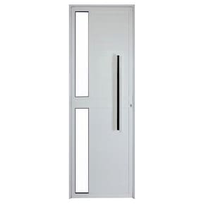 Porta Lambril 2,10x1,00 lado ESQUERDO L-25 no alum. branco c/puxador redondo e vidro lateral