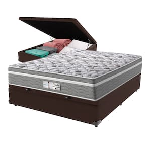 Cama Box Baú Marrom e Colchão Evolution Molas Ensacadas Viúvo Probel