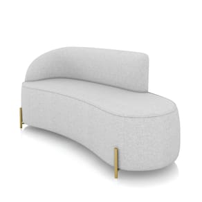 Sofá 3 Lugares Orgânico 180cm Pé Dourado Morgan Linho Cinza D03 - D`Rossi