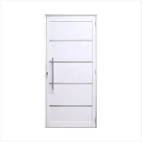 Porta Lambril c/friso 2,10x60 lado ESQUERDO L-25 no alumínio branco c/puxador redondo