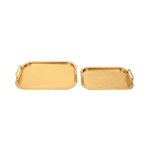 Conjunto 2 Bandejas Decorativas em Metal Dourado ZQ0065 BTC