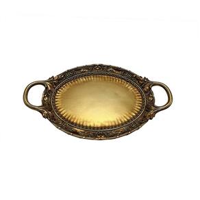 Bandeja Decorativa em Resina Dourada 34cm CD3026 BTC