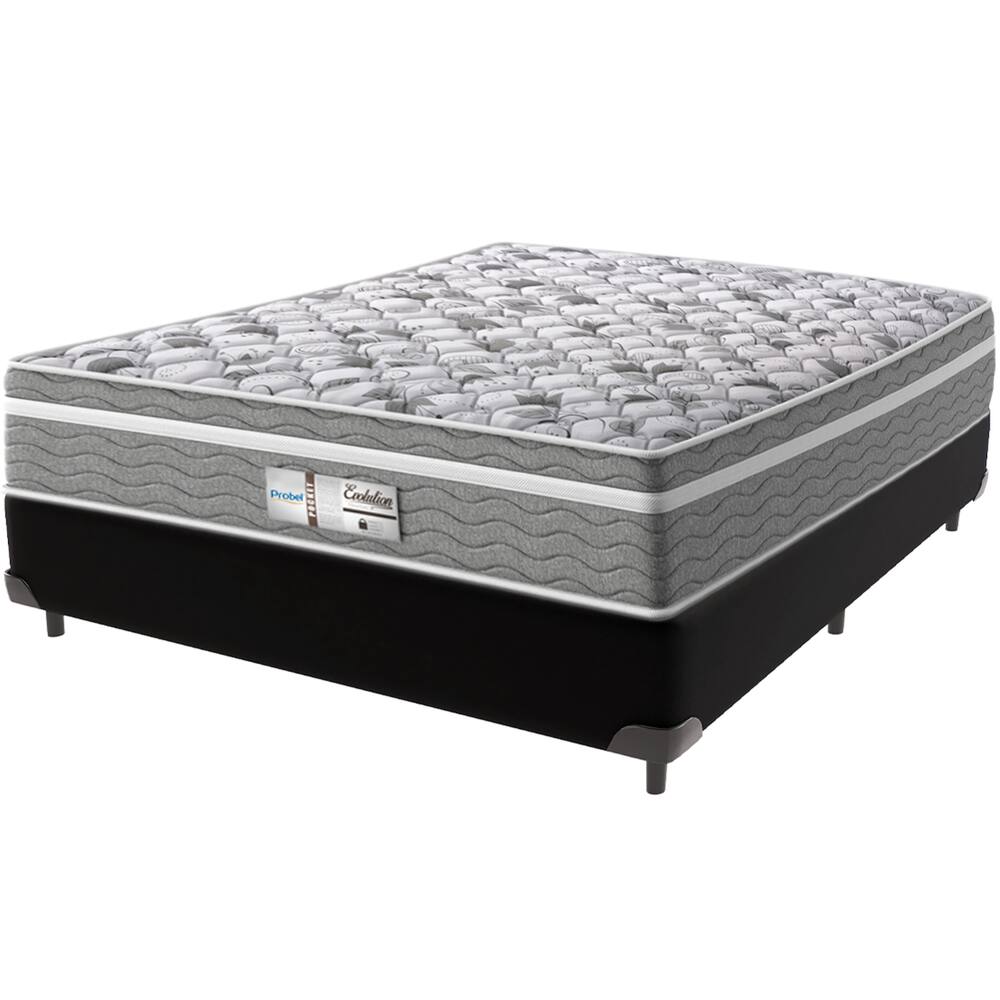Cama Box Preto e Colchão Evolution Molas Ensacadas Casal Probel