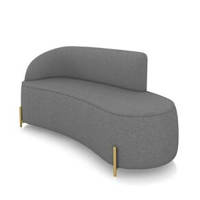 Sofá 3 Lugares Orgânico 180cm Pé Dourado Morgan Linho Grafite D03 - D`Rossi