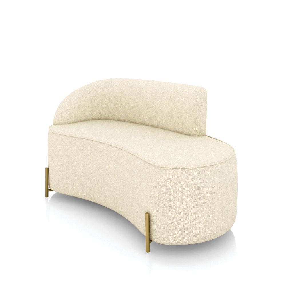 Sofá 2 Lugares Orgânico 140cm Pé Dourado Morgan Linho Bege D03 - D`Rossi
