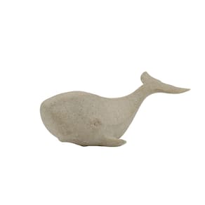 Escultura Decorativa Baleia em Resina Areia 25cm SS0326 BTC