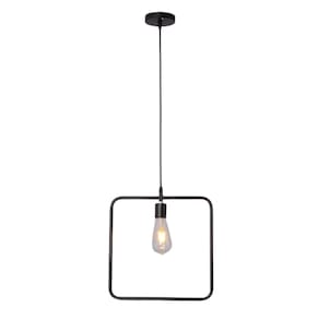 Pendente Quadrado em Aço LT-860-403 E27*1 Bivolt Preto