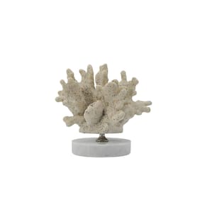 Escultura Decorativa Coral em Resina Base em Mámore 14cm SS0321 BTC
