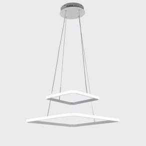 Lustre Pendente Quadrado 02 Arcos LED 3000K Branco Domum