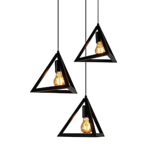 Pendente Três Pirâmides em aço Dimerizável LT-860-4093 E27*3 Bivolt Preto