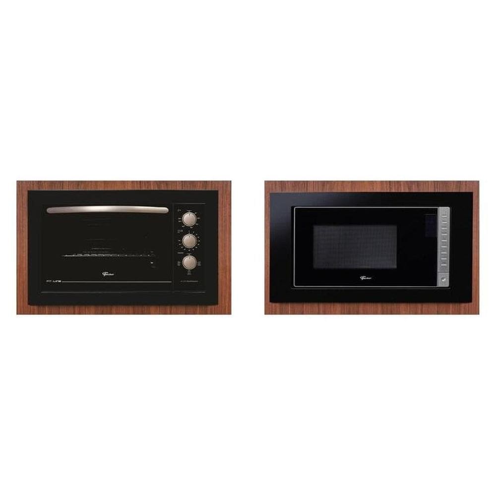 Conjunto de Embutir Fischer com Forno Elétrico 48L + Micro-ondas 25L Fit Line 220v Preto