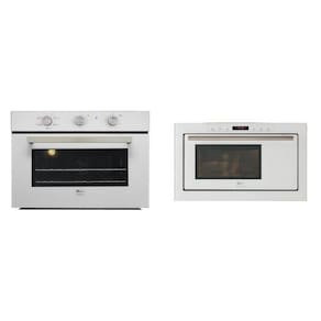 Conjunto de Embutir Fischer com Forno Elétrico 50l com Air Fryer 127v + Micro-ondas 25l com Dourador 127v Linha Infinity Branco