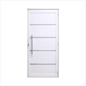 Porta Lambril c/friso 2,10x90 lado ESQUERDO L-25 no alumínio branco c/puxador redondo