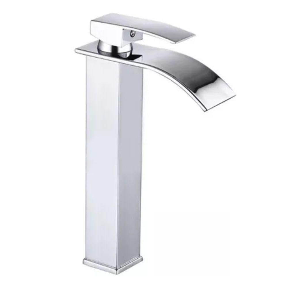 Torneira Gourmet Monocomando Para Banheiro De Bancada Cascata Cromada Bica Alta Domum
